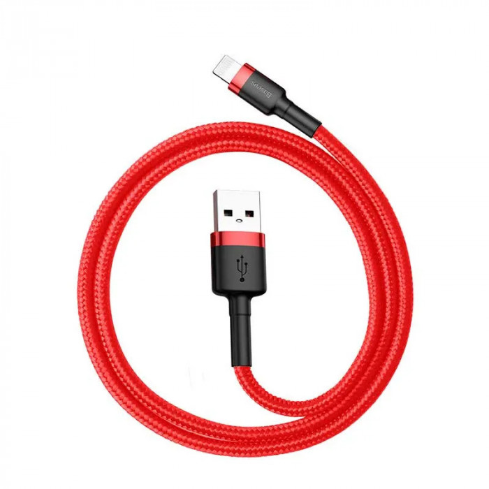 Кабель USB - Lightning Baseus cafule Cable 2.4A 1 метр - Красный (CALKLF-B19) | Фото 2 из 4