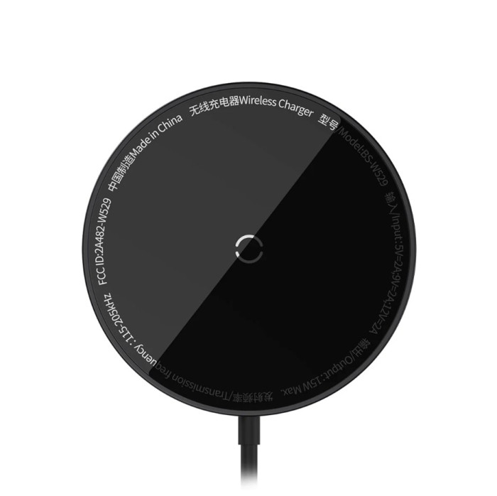 Магнитное беспроводное зарядное устройство Baseus Simple Mini3 Magnetic Wireless Charger 15W Черное (CCJJ040001) | Фото 2 из 4