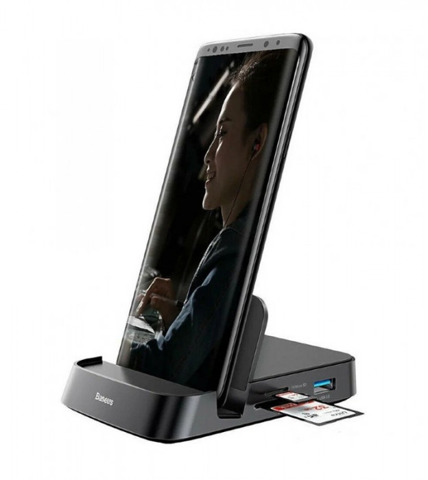 Стыковочная станция Baseus Mate Docking Type-C Mobile Phone Intelligent HUB Docking Station Standard Version (CAHUB-AT01) Черная | Фото 3 из 8