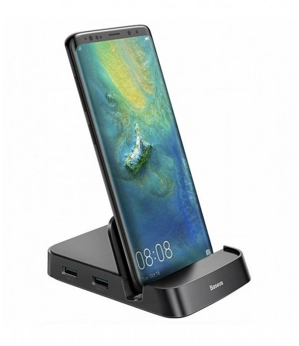 Стыковочная станция Baseus Mate Docking Type-C Mobile Phone Intelligent HUB Docking Station Standard Version (CAHUB-AT01) Черная | Фото 4 из 8