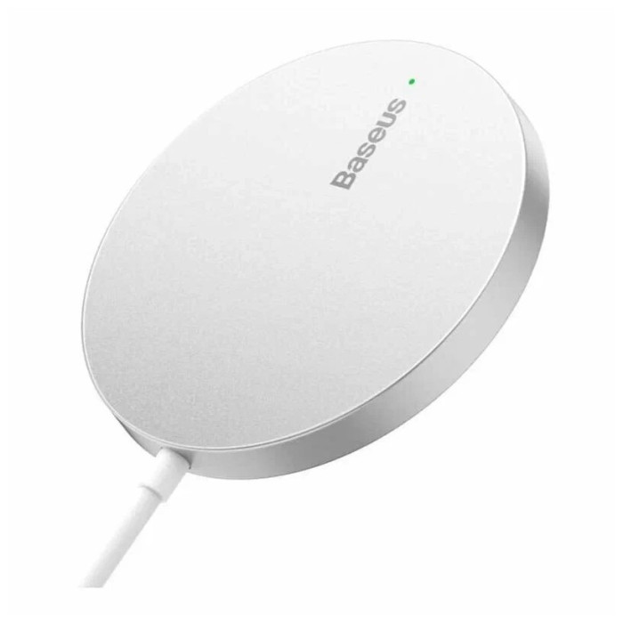 Магнитное беспроводное зарядное устройство Baseus Simple Mini3 Magnetic Wireless Charger 15W Белое (CCJJ040012) | Фото 4 из 4
