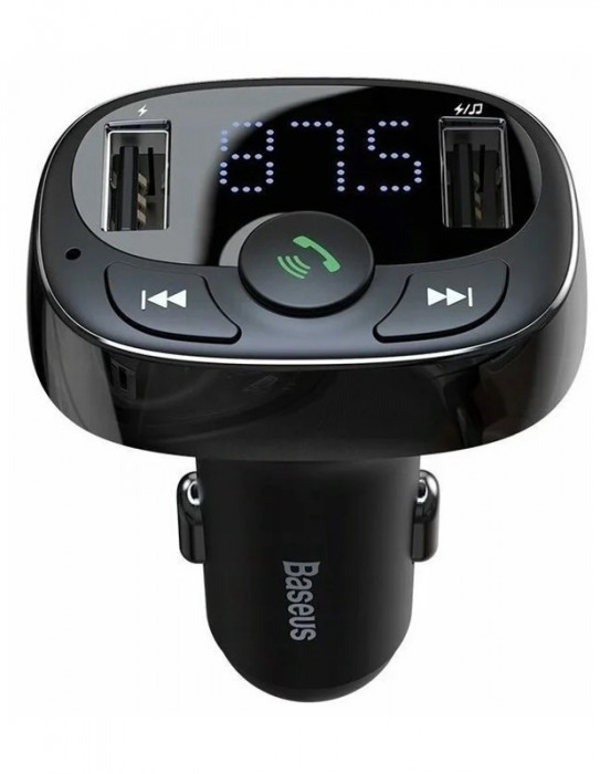 Автомобильный FM трансмиттер Baseus CCTM-01 2USB 3.4A с громкой связью (Черный) | Фото 4 из 4