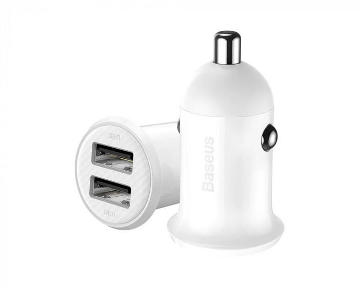 Автомобильное зарядное устройство Baseus Grain Pro 24W 2USB Белый | Фото 5 из 7