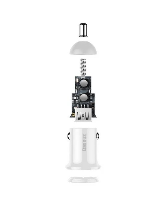 Автомобильное зарядное устройство Baseus Grain Pro 24W 2USB Белый | Фото 3 из 7