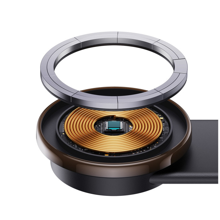 Автомобильный держатель с беспроводной зарядкой Baseus C02 Pro Series Magnetic Wireless Charging Car Mount Черное (C40156000111-00) | Фото 3 из 4