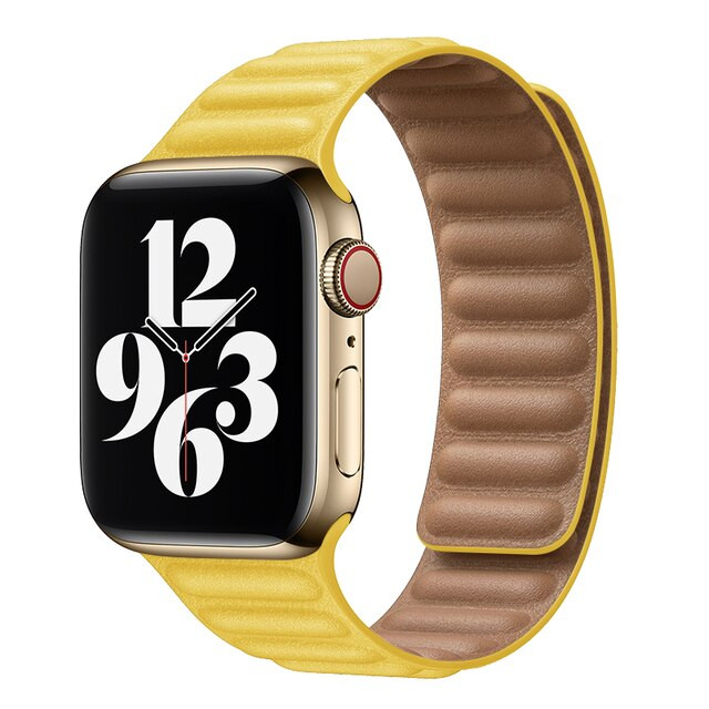 Ремешок для Apple Watch 42/44/45/49мм Yellow Leather Link Small | Фото 2 из 3