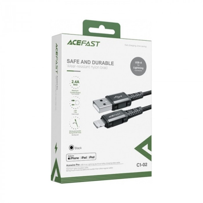 Кабель AceFast C1-02 USB на Lightning Черный | Фото 2 из 4