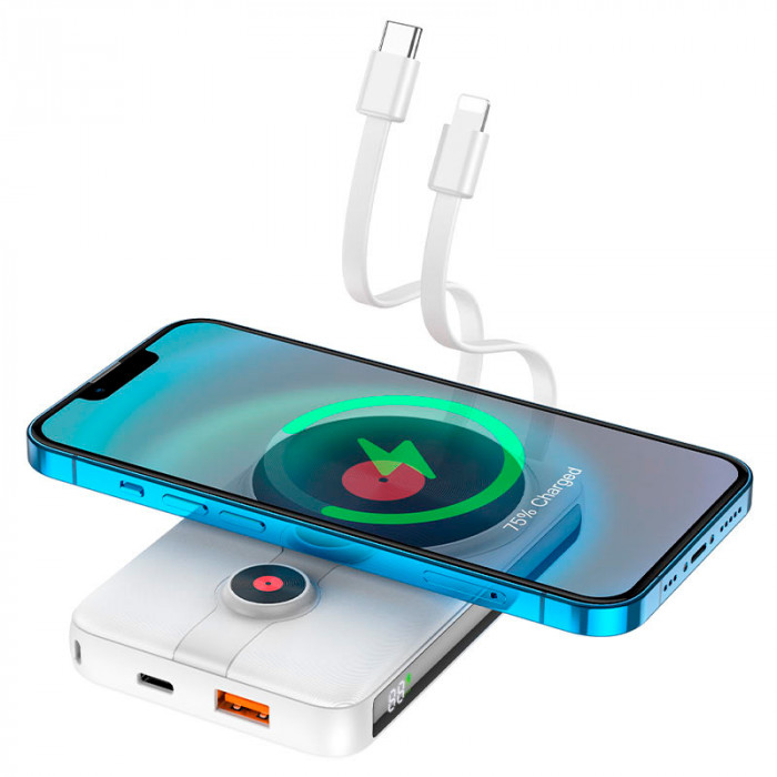 Внешний аккумулятор HOCO J92 PD20W + QC3.0 MagSafe 10000mAh Белый | Фото 2 из 3