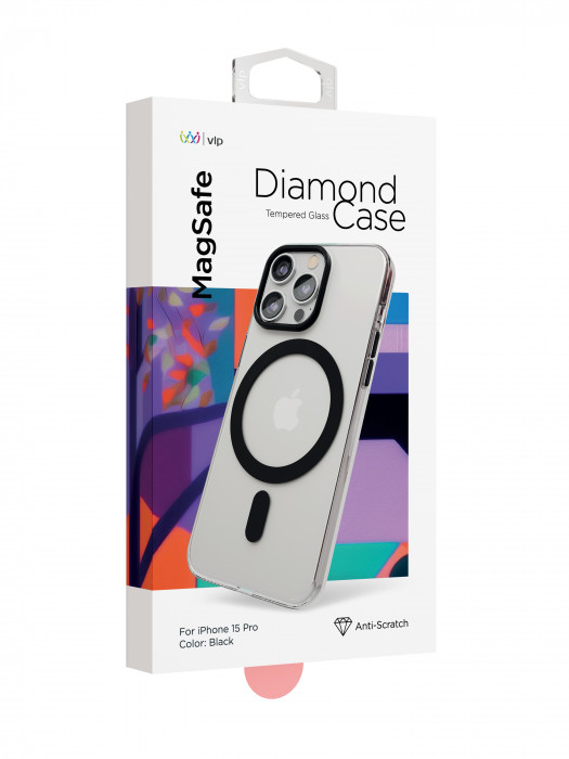 Чехол защитный VLP Diamond Case с MagSafe для iPhone 15 Pro черный | Фото 2 из 3