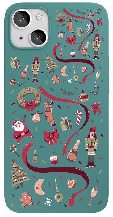 Чехол защитный VLP Art Collection iPhone 13 Winter темно-зеленый | Фото 1 из 2