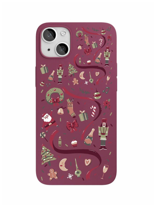 Чехол защитный VLP Art Collection iPhone 13 Winter марсала | Фото 2 из 2