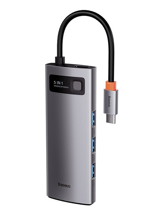 Стыковочная станция Baseus Metal Gleam Series 5-in-1 Multifunctional Type-C HUB Docking Station Серый (WKWG020013)