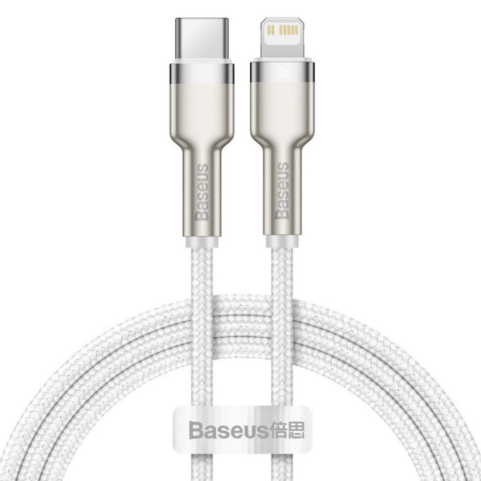 Кабель Baseus Cafule Series Metal Data Cable USB to Lightning PD 20W 1m Белый (CALJK-A02) | Фото 3 из 3