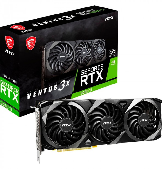Видеокарта MSI GeForce RTX 3060 Ti VENTUS 3X 8G OC LHR, Retail | Фото 1 из 11