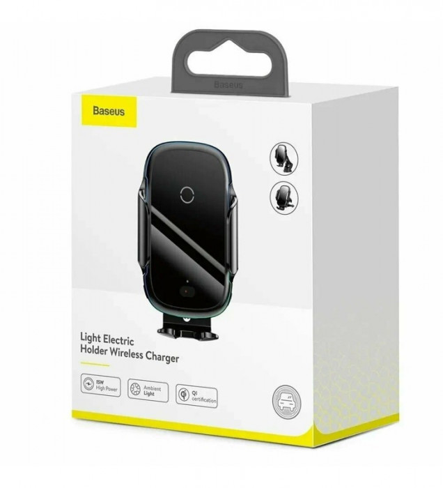 Автомобильный держатель Baseus Light Electric Holder Wireless Charger с беспроводной зарядкой 15W WXHW03-01 Черный | Фото 5 из 6