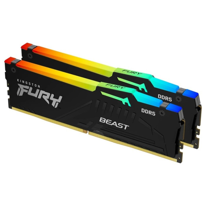 Оперативная память 64Gb DDR5 5200MHz Kingston Fury Beast RGB (KF552C40BBAK2-64) (2x32Gb KIT) | Фото 1 из 1