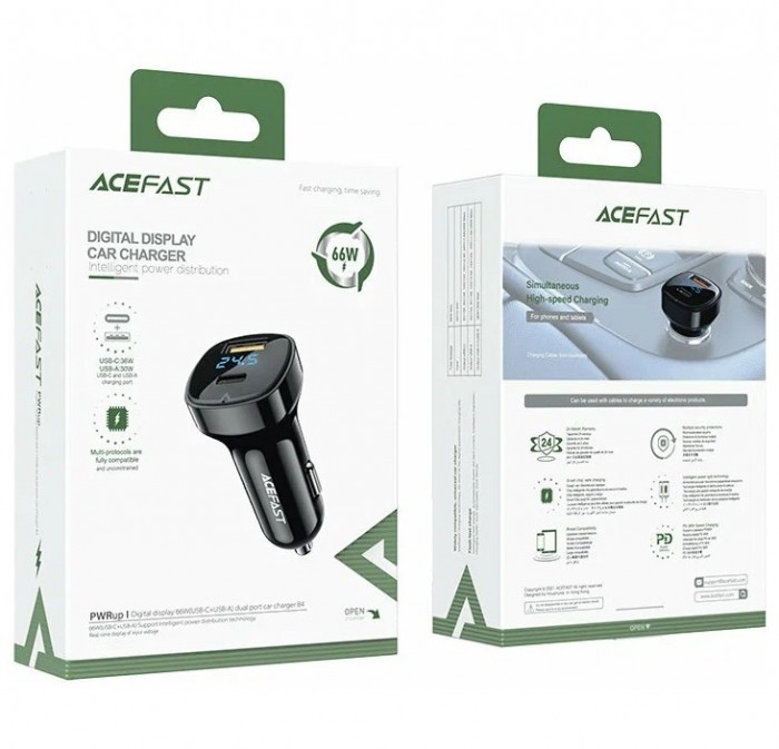 Автомобильное зарядное устройство ACEFAST B4 66W USB-C+USB | Фото 4 из 5