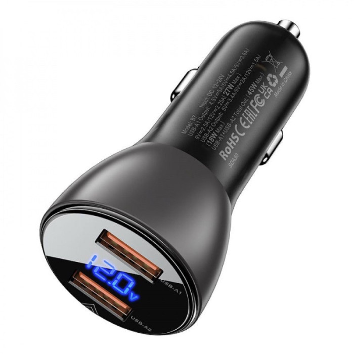 Автомобильное зарядное устройство ACEFAST B7 45W USB+USB | Фото 2 из 2